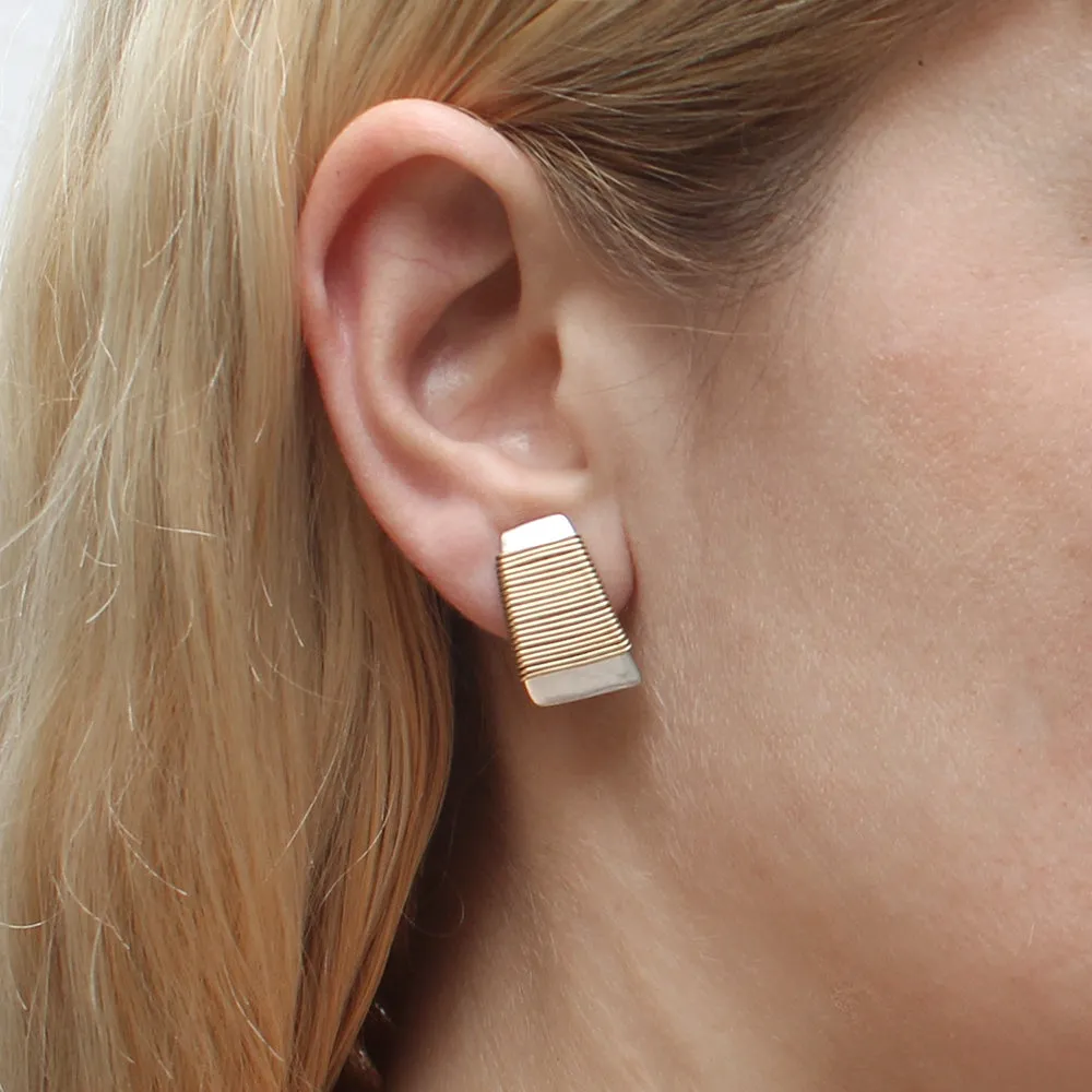 Medium Wire Wrapped Taper Clip or Post Earring