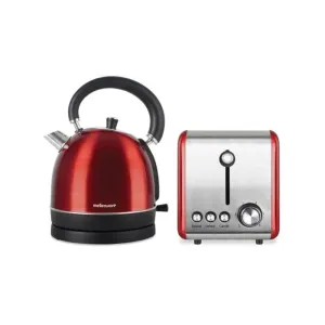 Mellerware Crimson Stainless Steel Red Kettle And Toaster Set