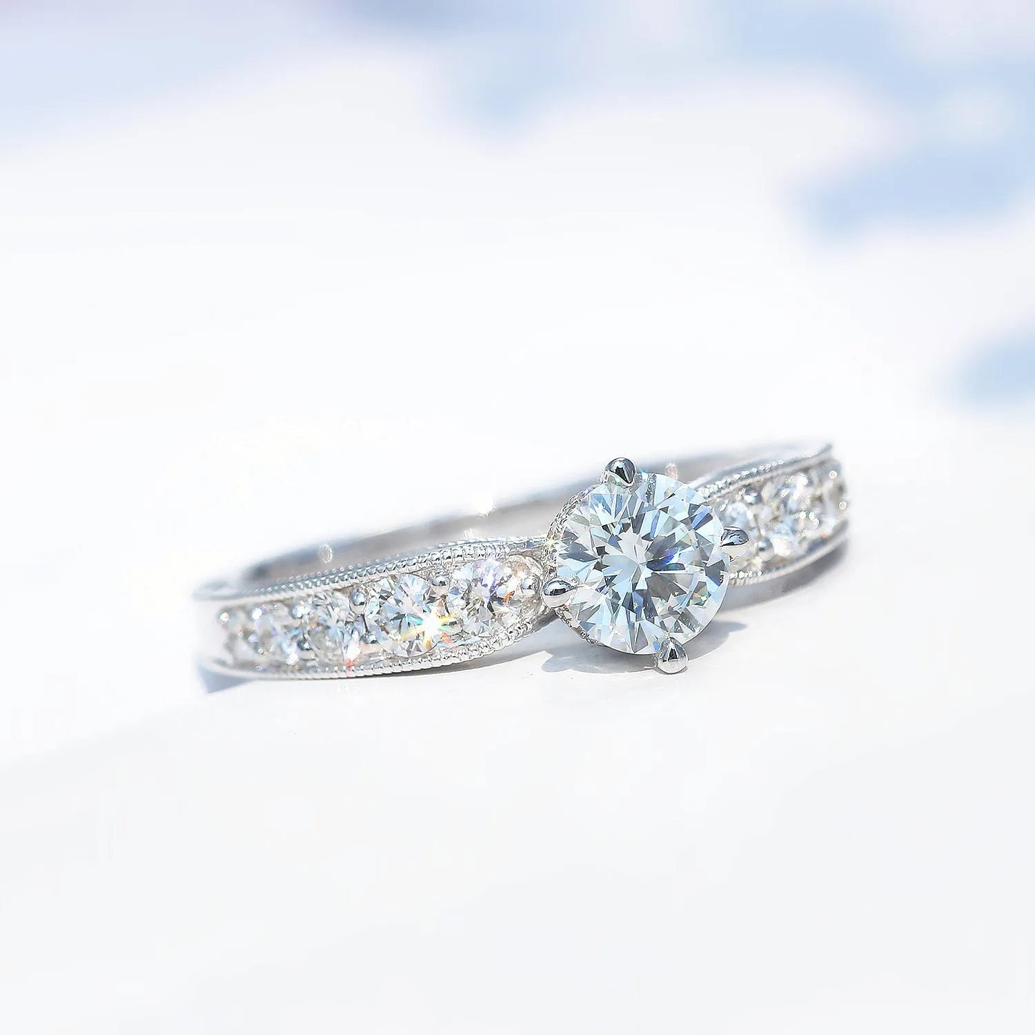 Milgrain Side Design Lab-Grown Diamond Engagement Ring