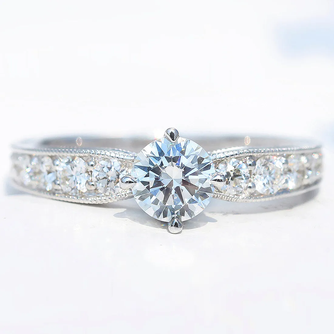 Milgrain Side Design Lab-Grown Diamond Engagement Ring
