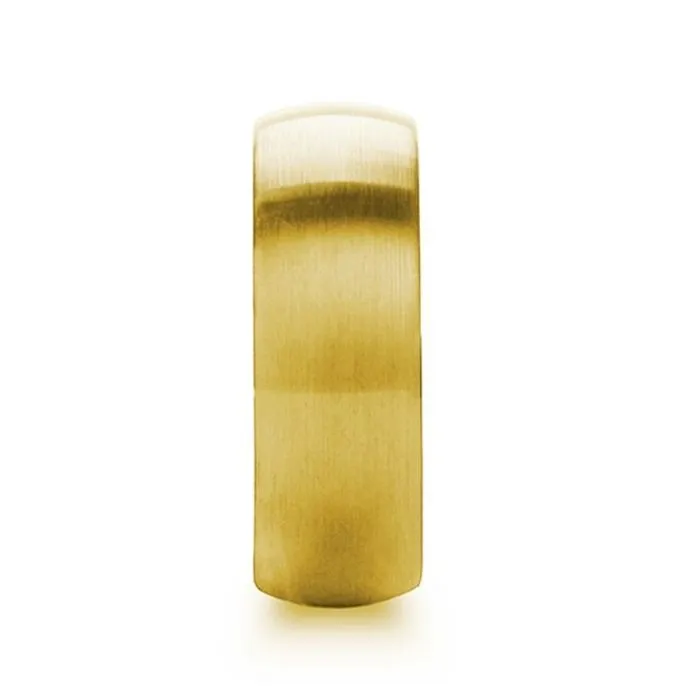 MILLER Gold Plated Tungsten Domed Ring with Brushed Finish