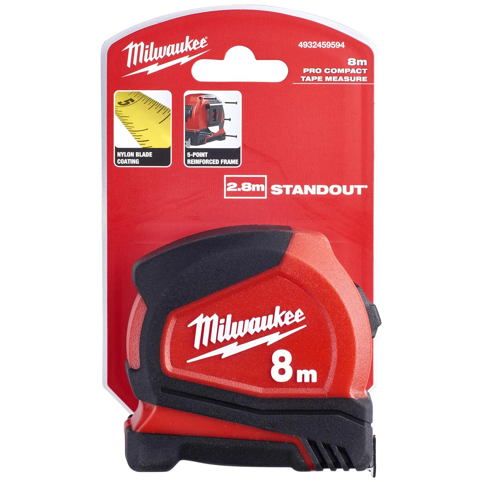 Milwaukee Tape Measure 8m Metric Pro Compact Pocket Tape 25mm Blade Width