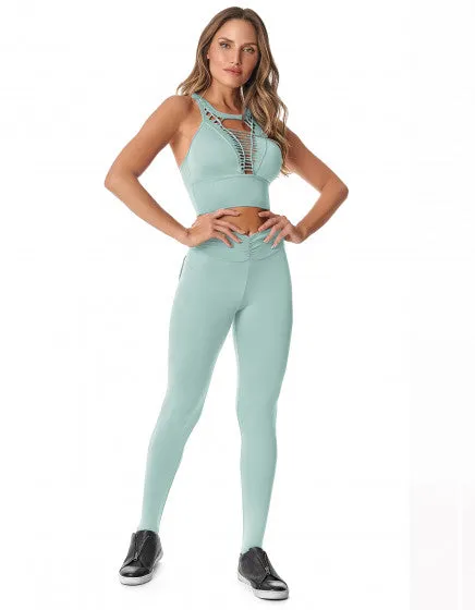 Mint F/L Tights with Back Pocket & Gathered Waist