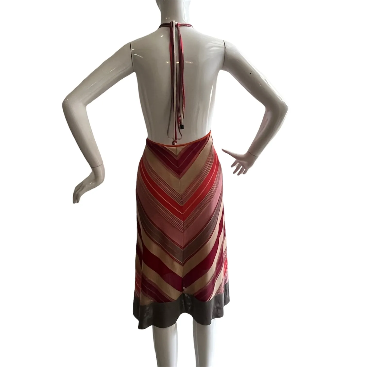 Missoni Signature Knit Orange Chevron Halter Dress