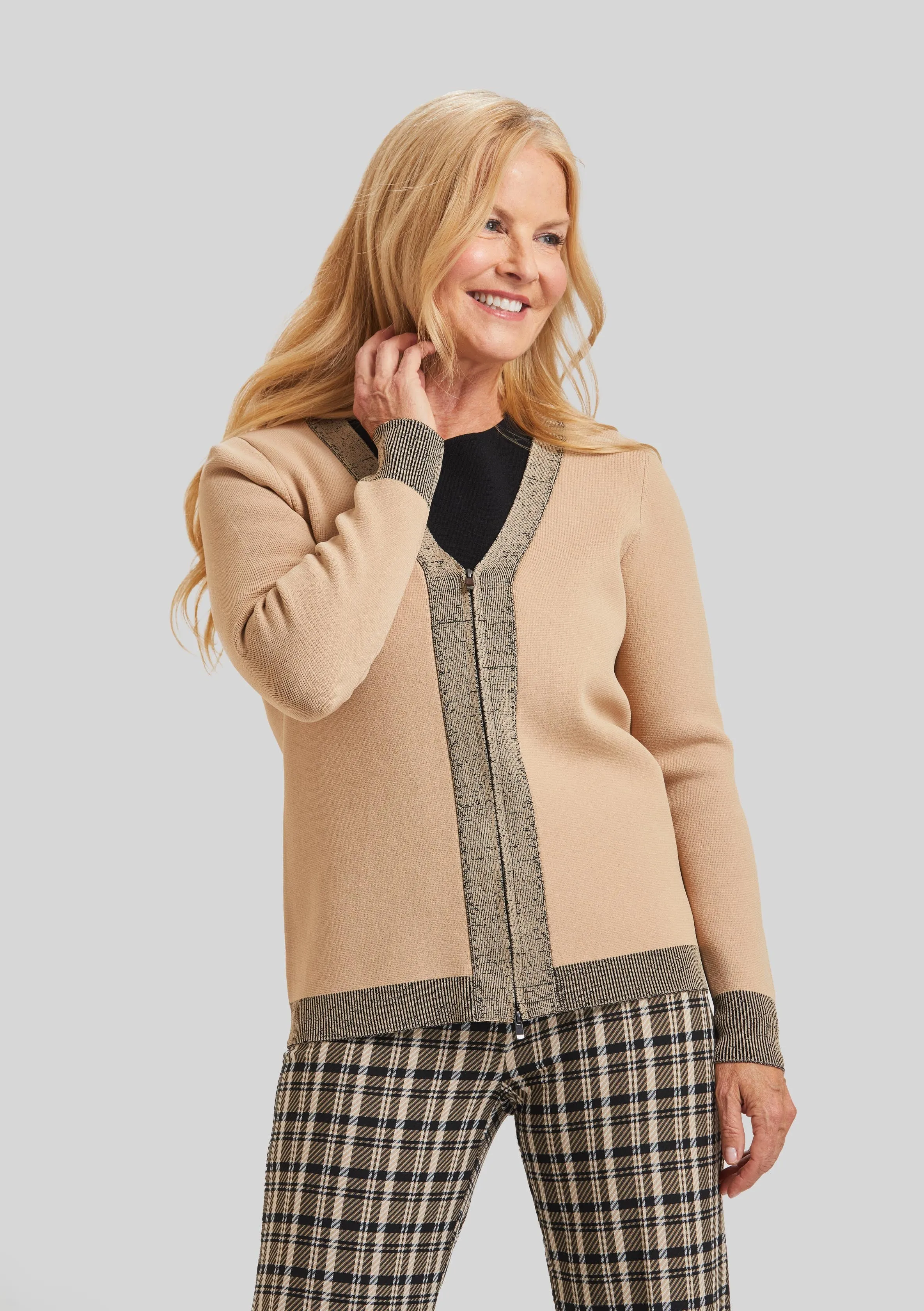Modern Art Zip Cardigan- FINAL SALE
