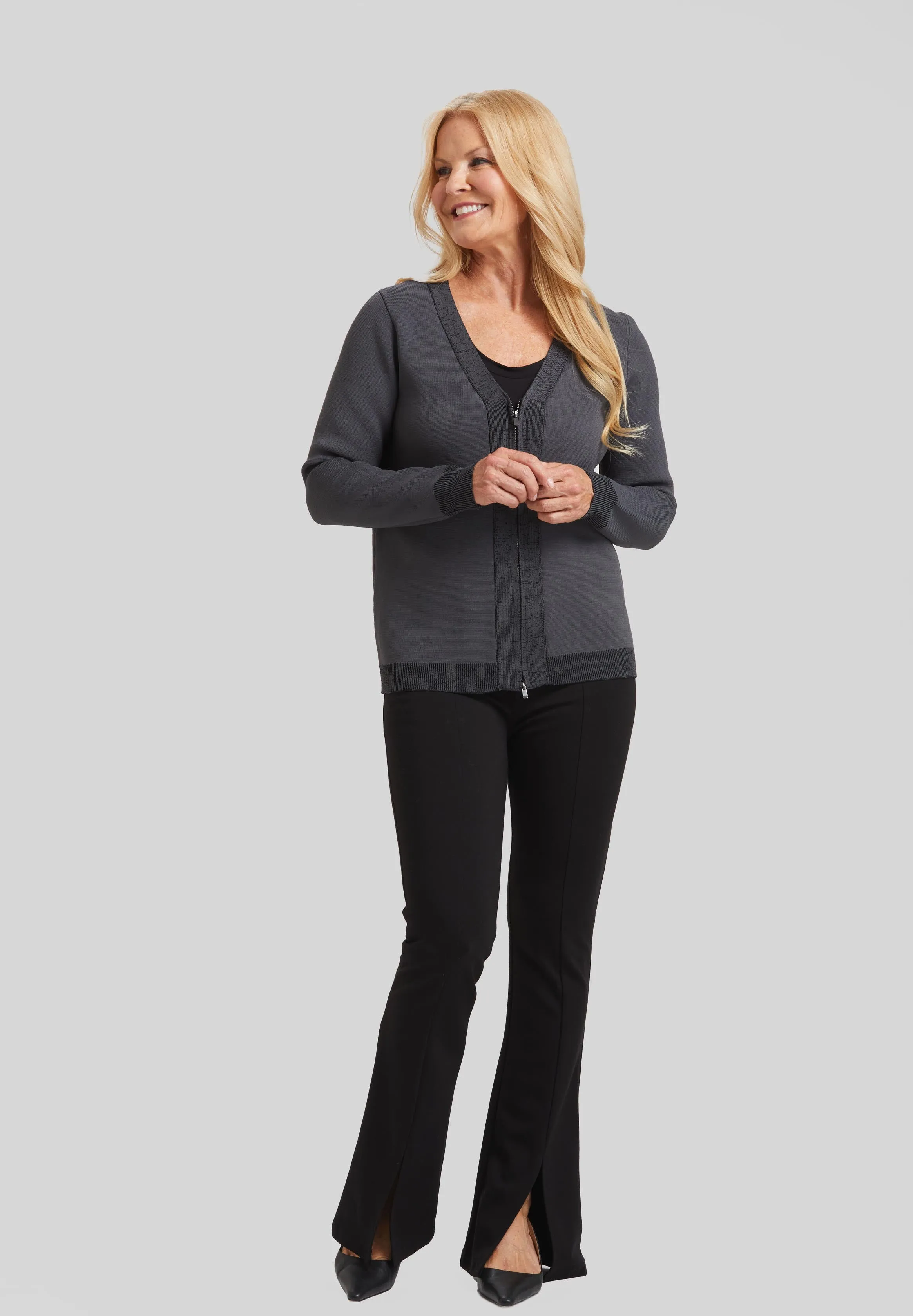 Modern Art Zip Cardigan- FINAL SALE