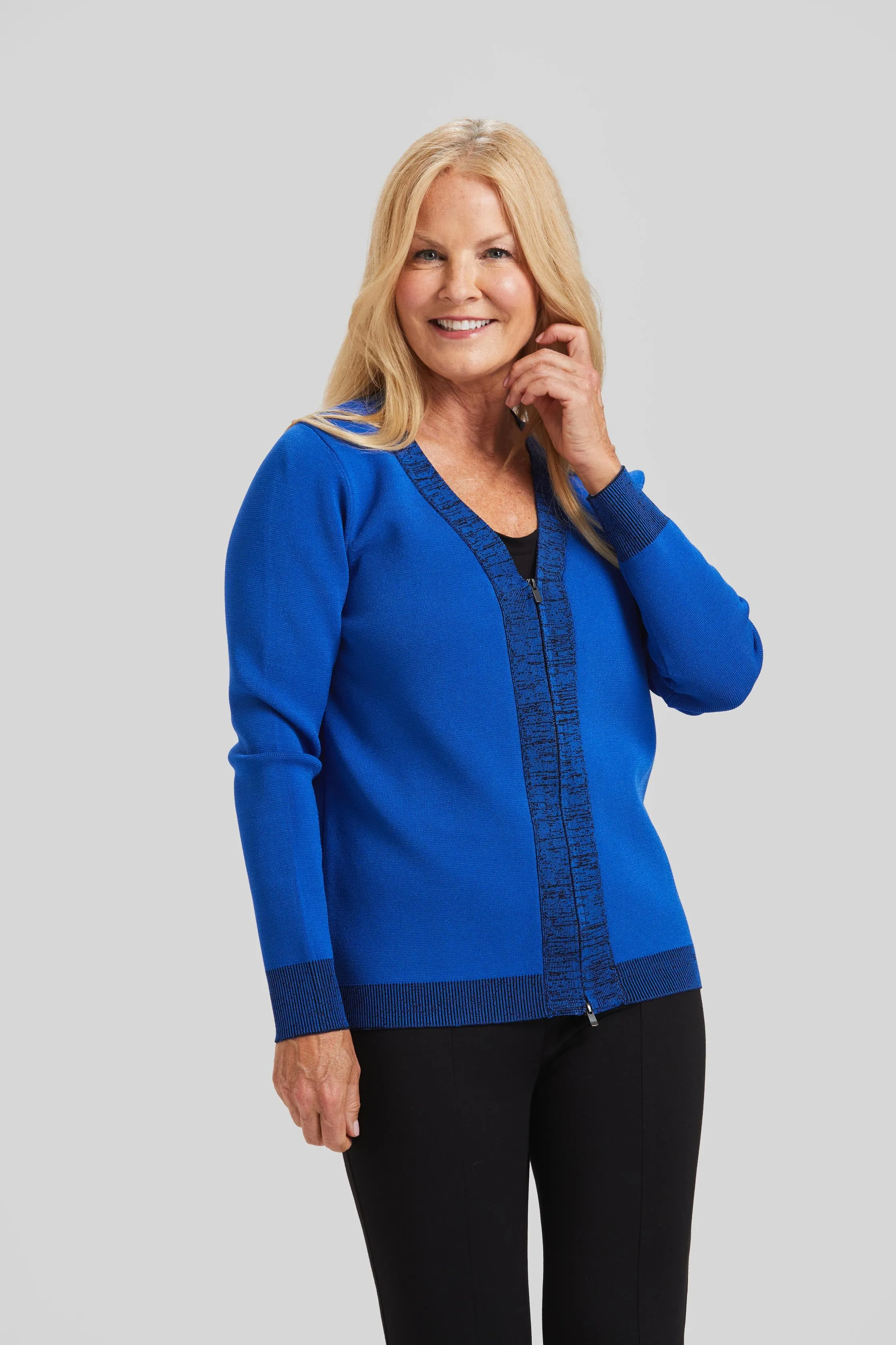 Modern Art Zip Cardigan- FINAL SALE