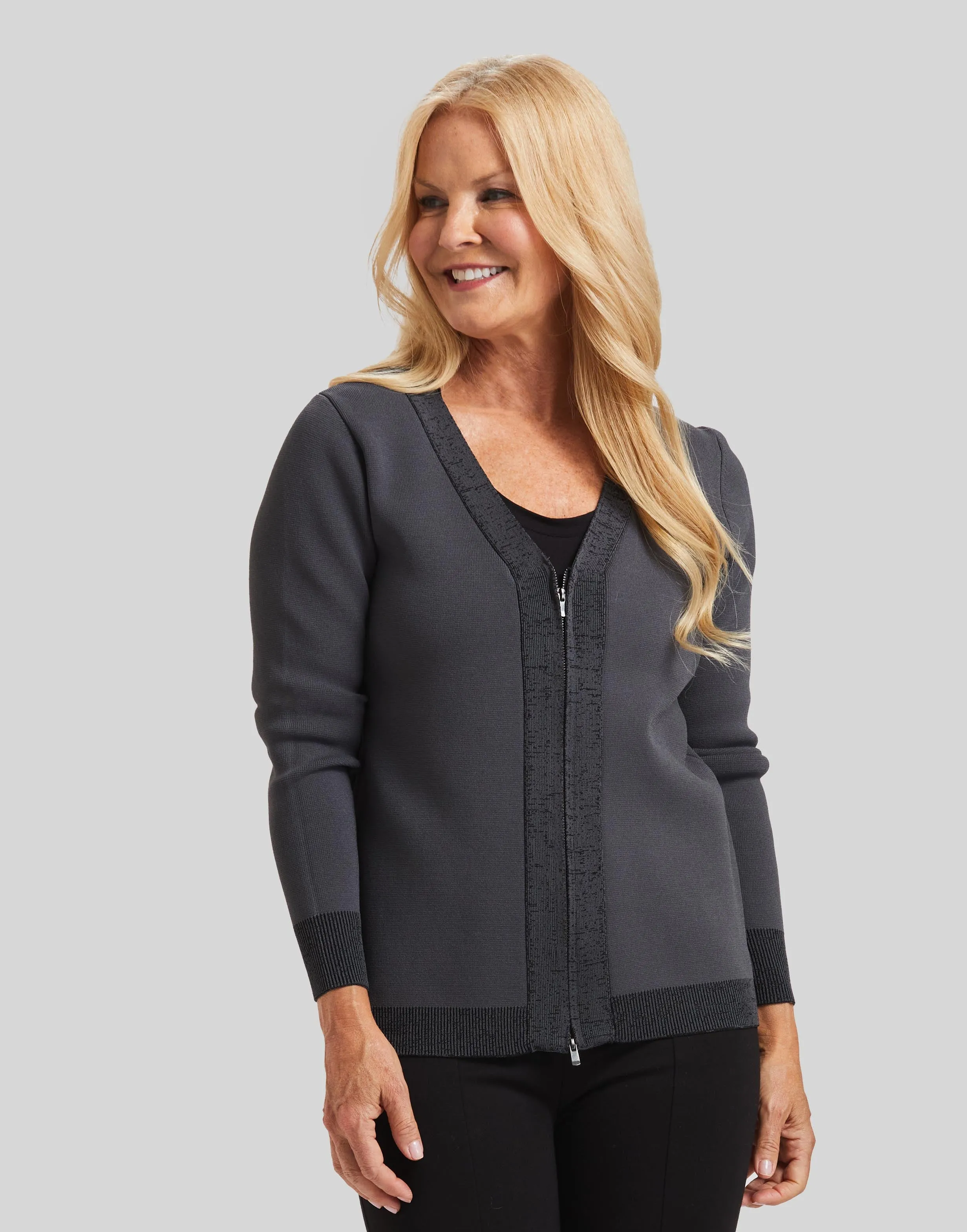 Modern Art Zip Cardigan- FINAL SALE