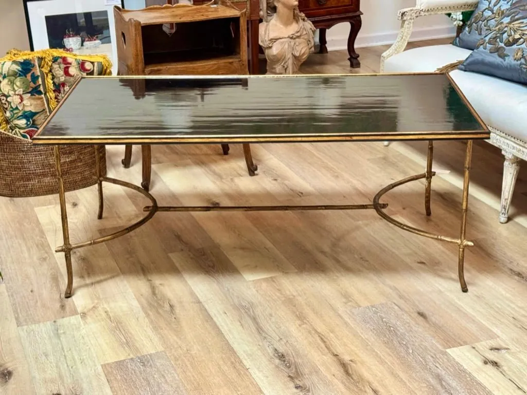 Modern lacquer and gilt metal Bamboo Chinoiserie table by Dennis &amp; Leen