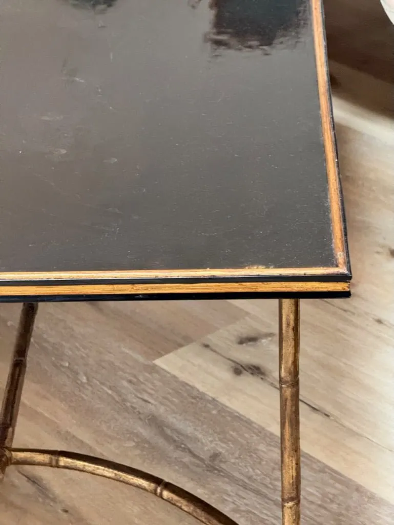 Modern lacquer and gilt metal Bamboo Chinoiserie table by Dennis &amp; Leen