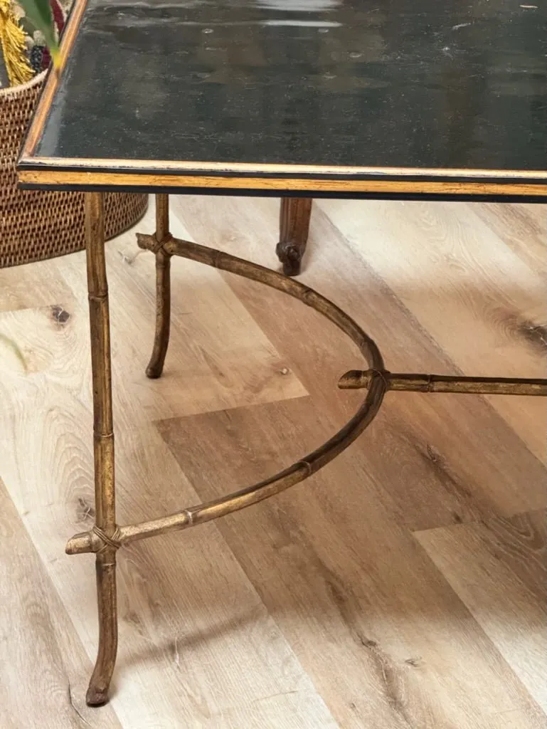 Modern lacquer and gilt metal Bamboo Chinoiserie table by Dennis &amp; Leen
