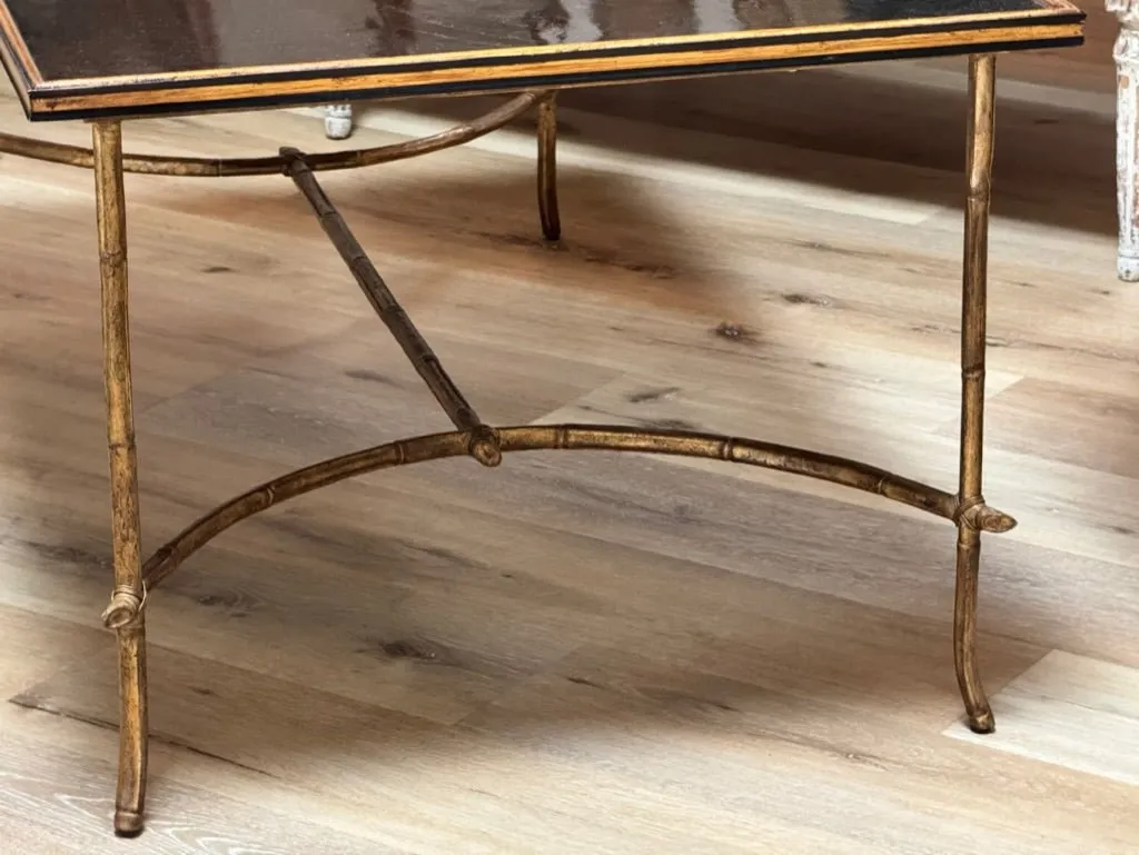 Modern lacquer and gilt metal Bamboo Chinoiserie table by Dennis &amp; Leen