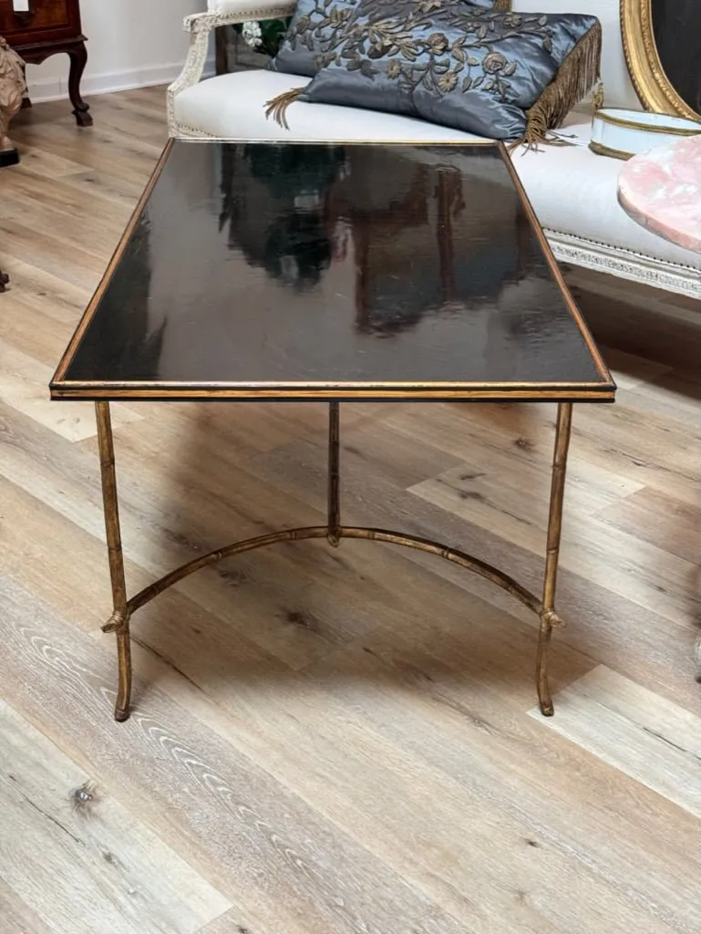 Modern lacquer and gilt metal Bamboo Chinoiserie table by Dennis &amp; Leen