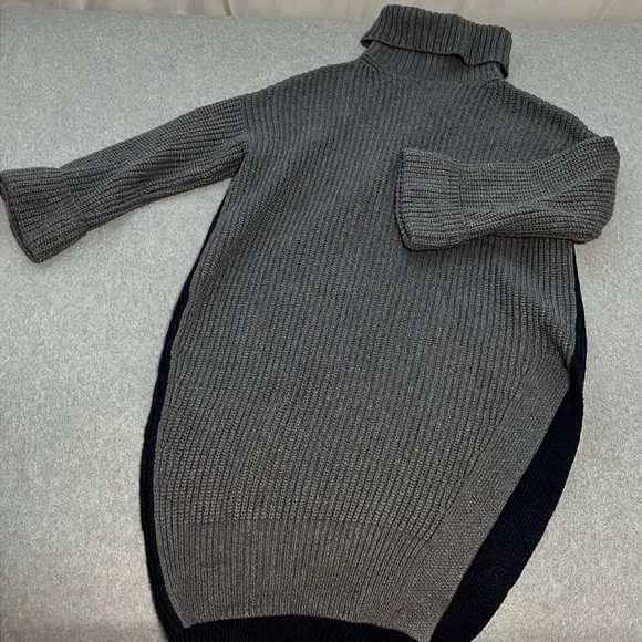 Moth Ribbed Tunic Sweater XS Turtleneck Ckunky Knit Wool Preppy Longline