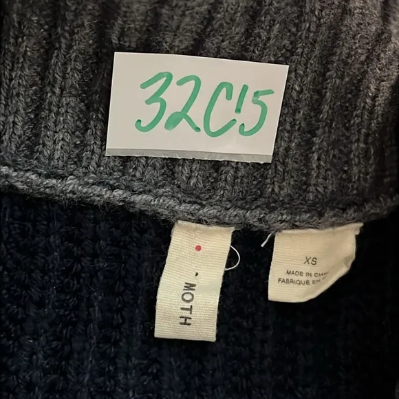 Moth Ribbed Tunic Sweater XS Turtleneck Ckunky Knit Wool Preppy Longline