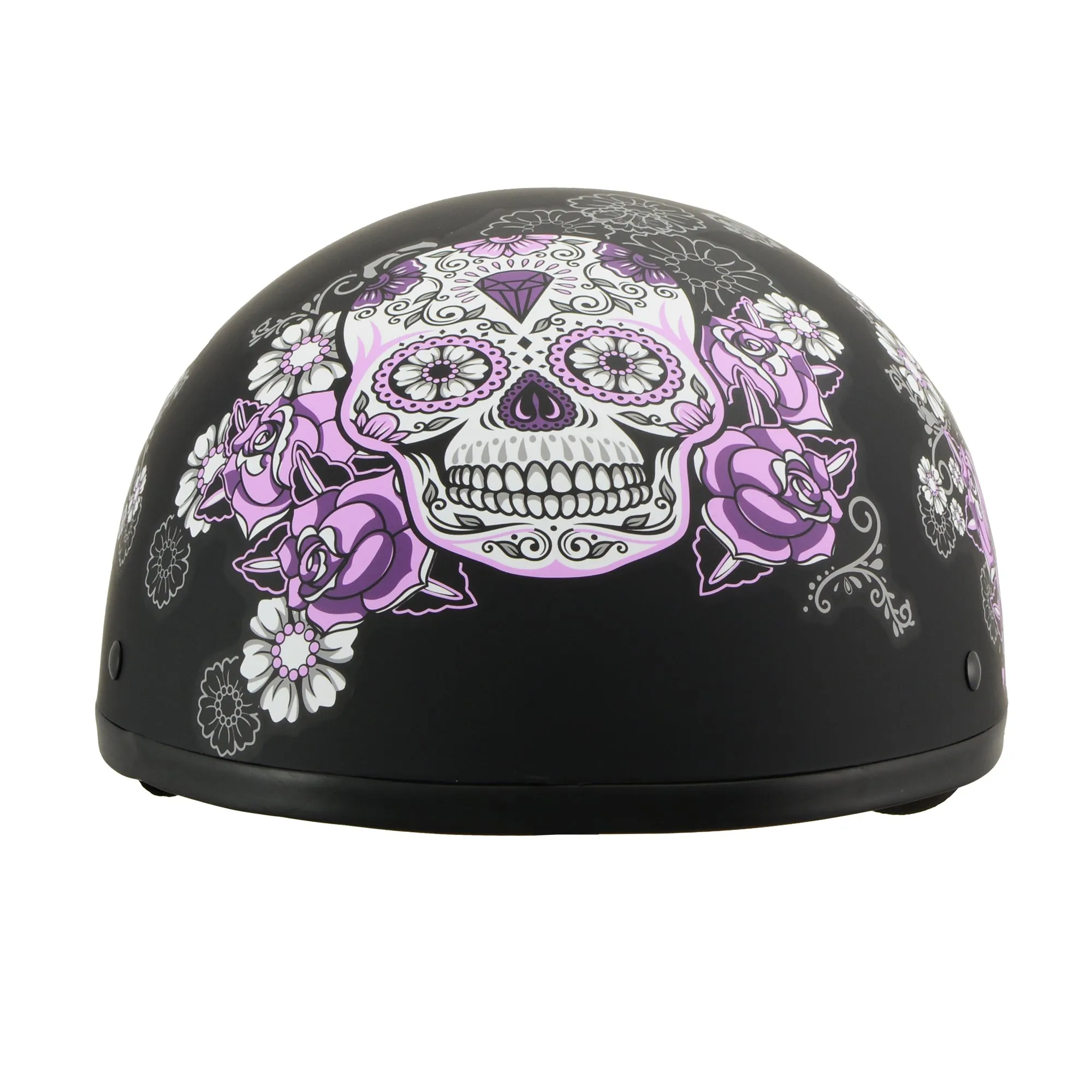 MPH DOT Ladies Helmet w/ Sugar Skull Design Matte Black