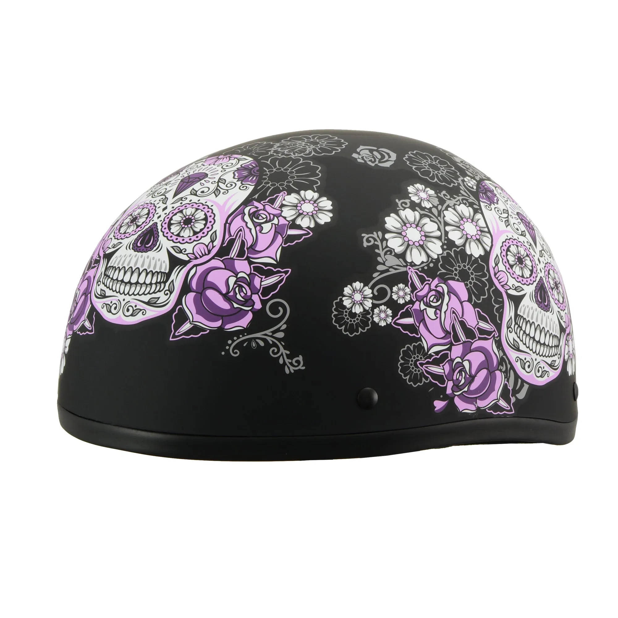 MPH DOT Ladies Helmet w/ Sugar Skull Design Matte Black