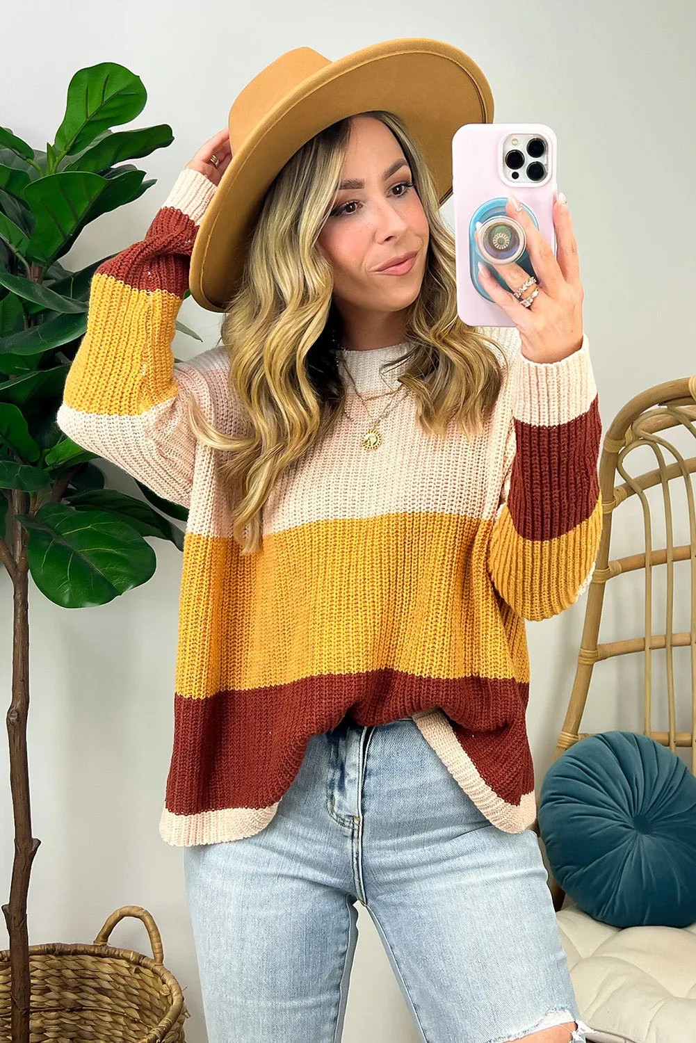 Multicolor Colorblock Striped Sweater