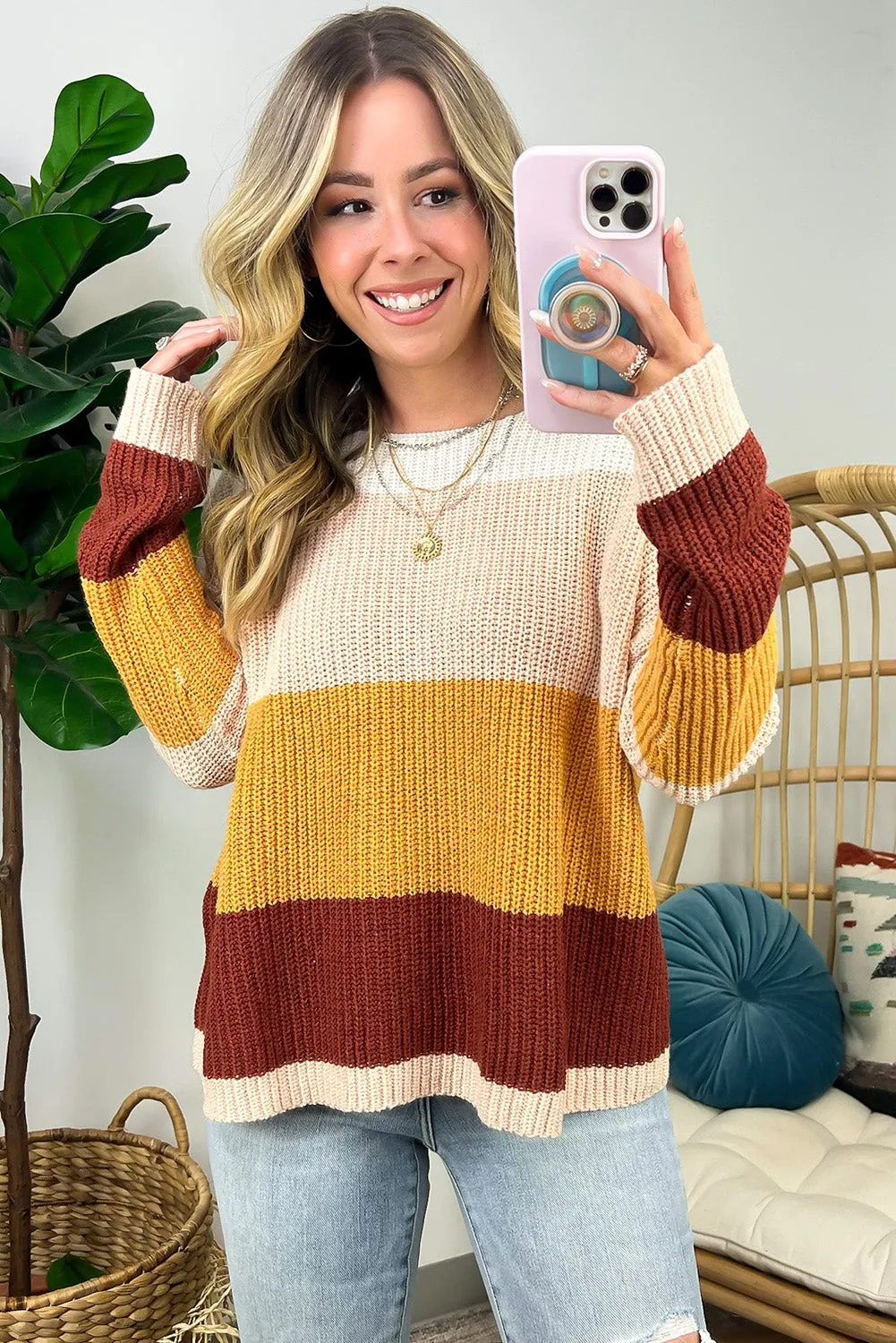 Multicolor Colorblock Striped Sweater