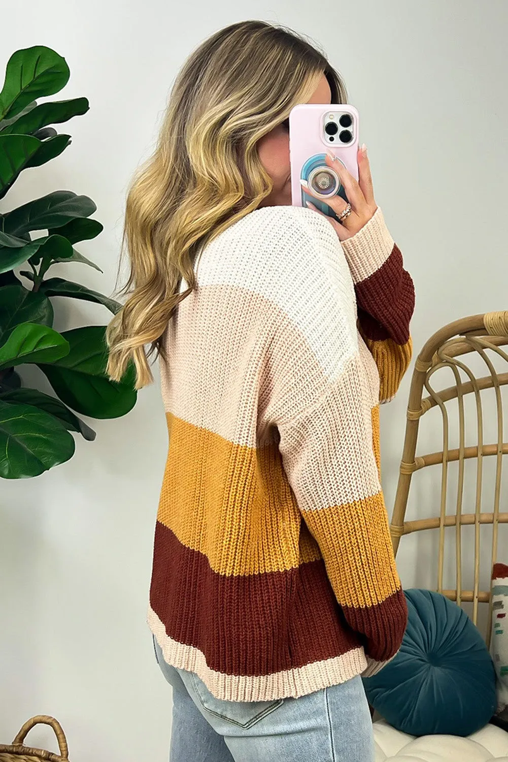 Multicolor Colorblock Striped Sweater