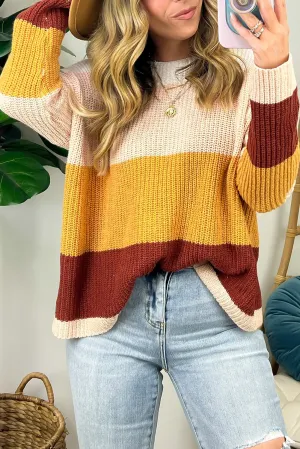 Multicolor Colorblock Striped Sweater