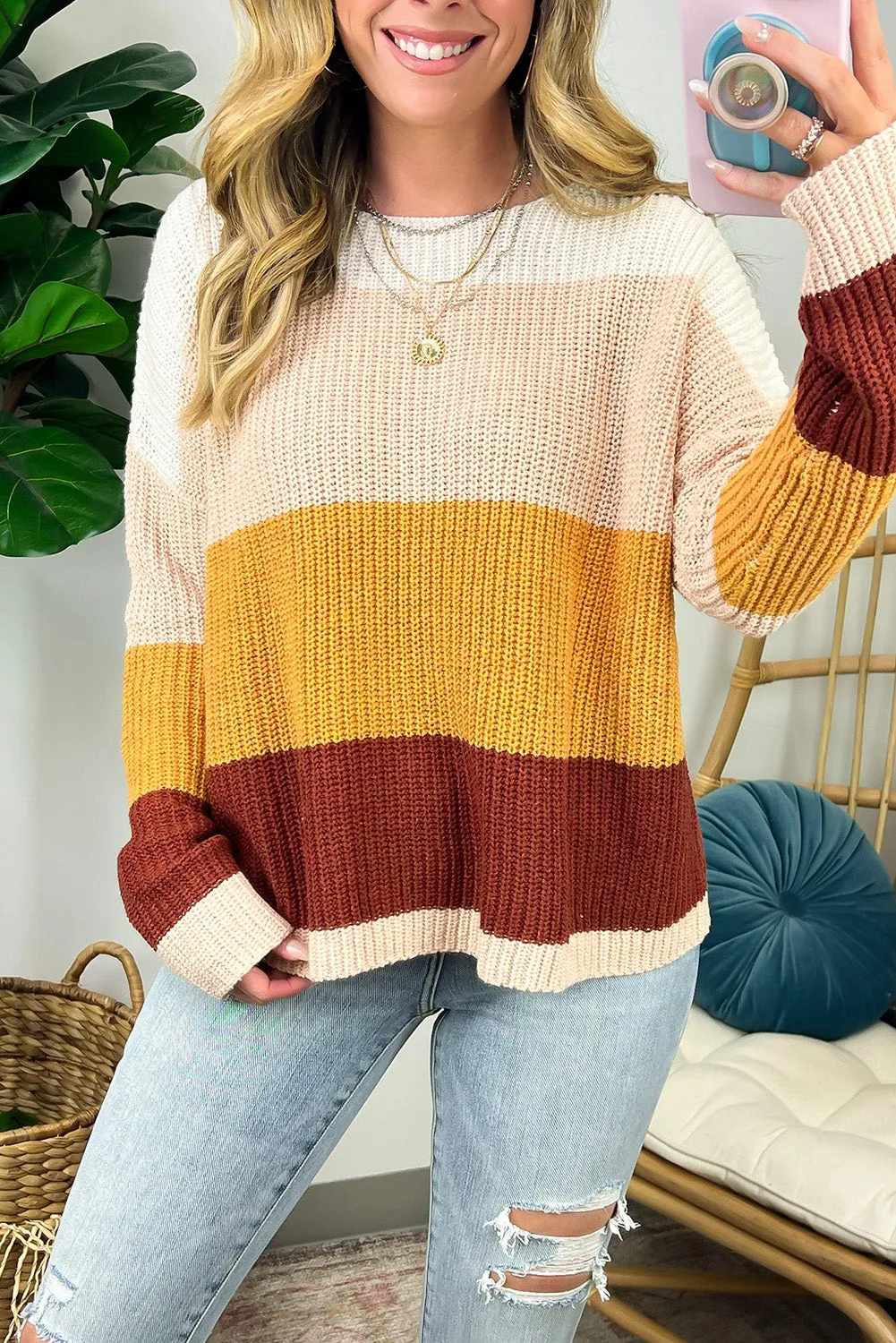 Multicolor Colorblock Striped Sweater