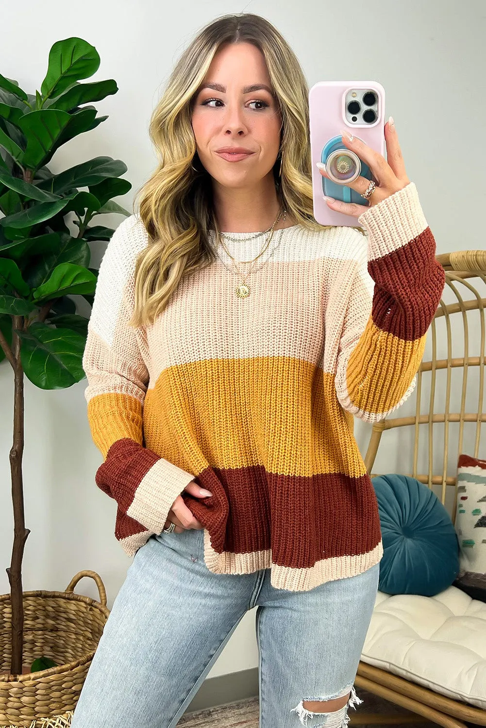 Multicolor Colorblock Striped Sweater