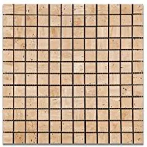 Mut Mocha Travertine 1 X 1 Polished Mosaic Tile - Lot of 50 Sheets