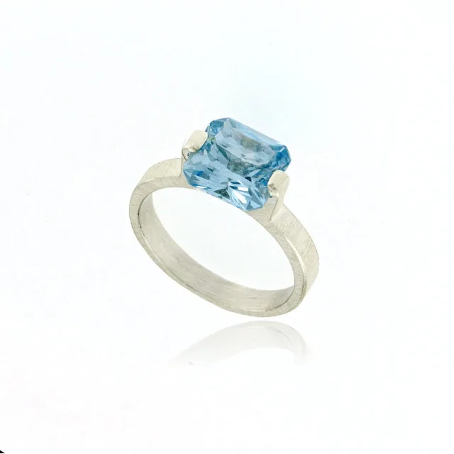 Mysterium Collection Sterling Aqua CZ Ring