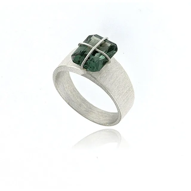 Mysterium Collection Sterling Green Synthetic Spinel Ring