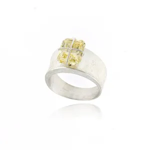 Mysterium Collection Sterling Light Yellow CZ Ring