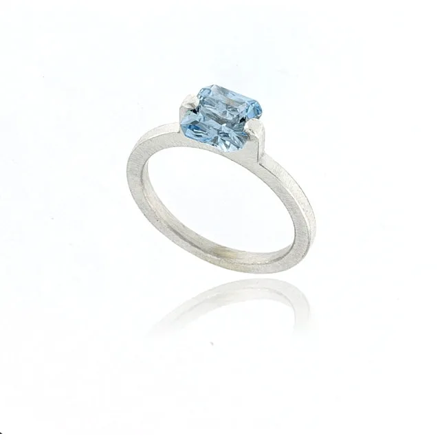 Mysterium Collection Sterling Synthetic Aqua Blue Spinel Ring