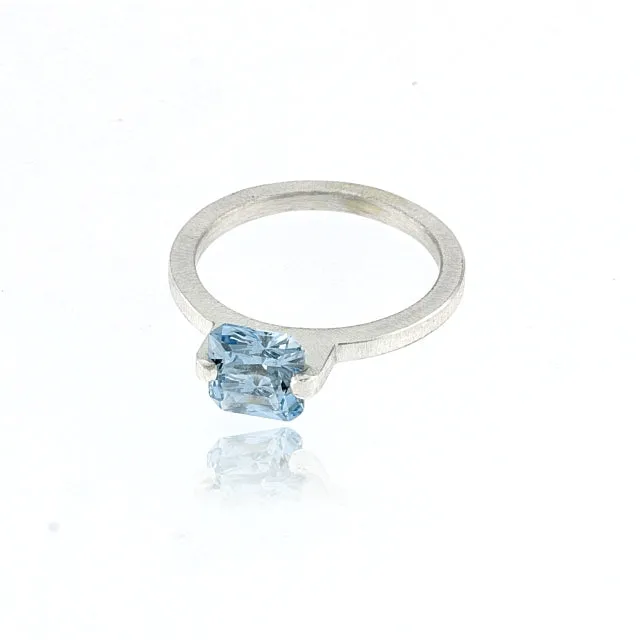 Mysterium Collection Sterling Synthetic Aqua Blue Spinel Ring