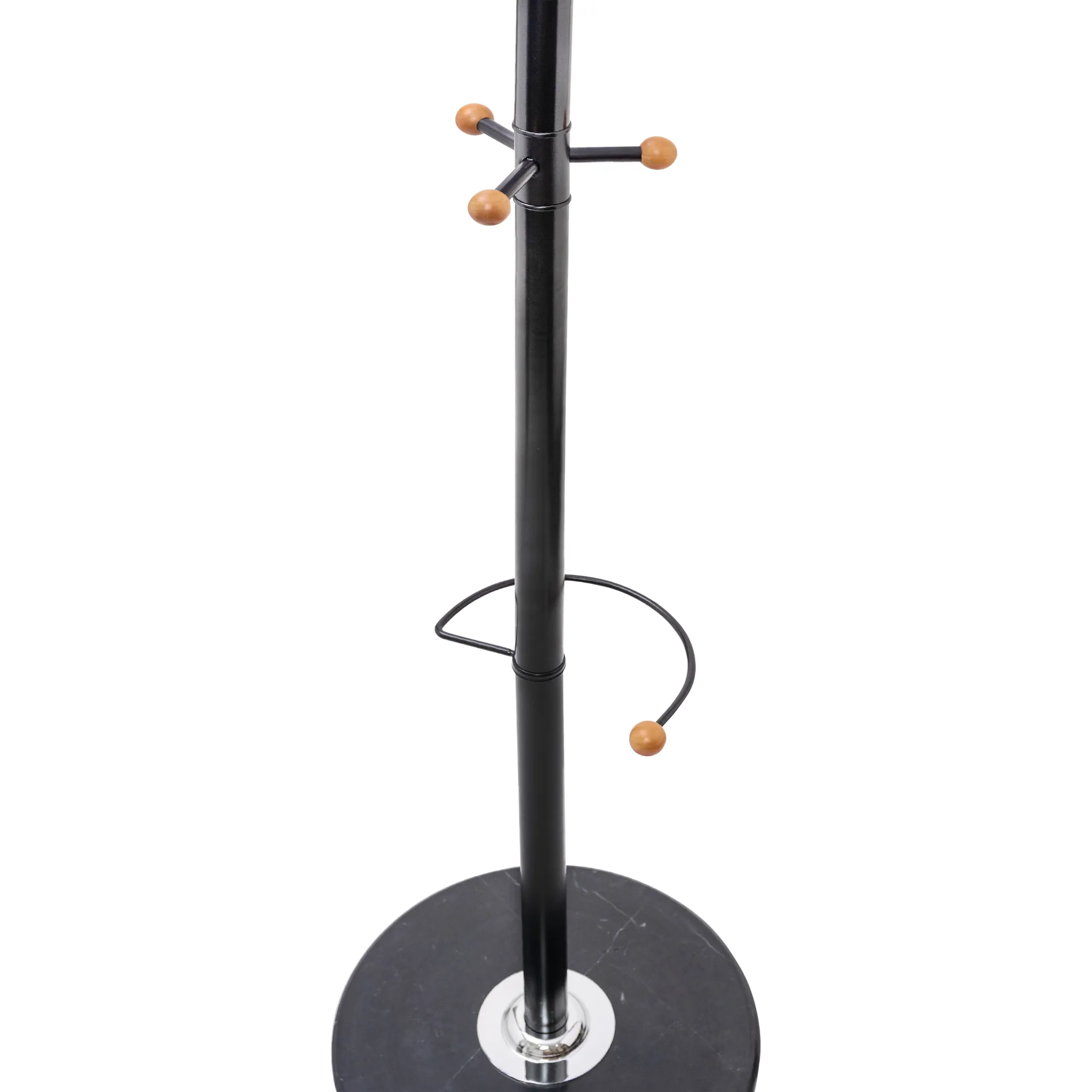 N1 Premium Coat Rack Stand with Black Metal & Beech Wood Balls - Solid Marble Base