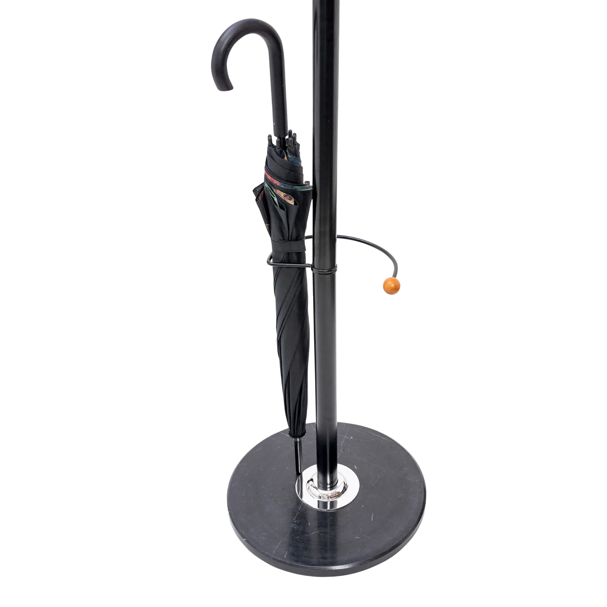 N1 Premium Coat Rack Stand with Black Metal & Beech Wood Balls - Solid Marble Base