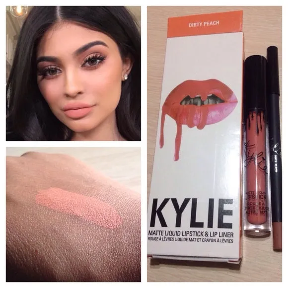 New in box! KYLIE DIRTY PEACH MATTE LIP KIT COMFORTABLE ON LIPS. 8-HOUR WEAR!