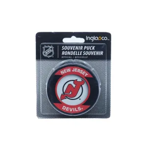 New Jersey Devils Inglasco NHL Retro Logo Hockey Puck