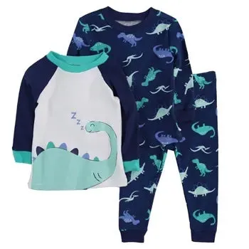 New KIDS' DINOSAUR LONG SLEEVE PAJAMAS IN NAVY, 3 Piece, Sz 24 Months!