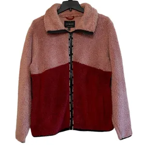 NEW Lucky Brand Wine and Mauve Colorblock Faux Shearling Full Zip Jacket NWT