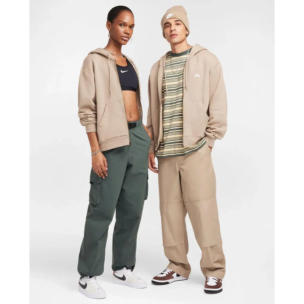 NIKE SB FULL ZIP FLEECE SKATE HOODIE - KHAKI/WHITE
