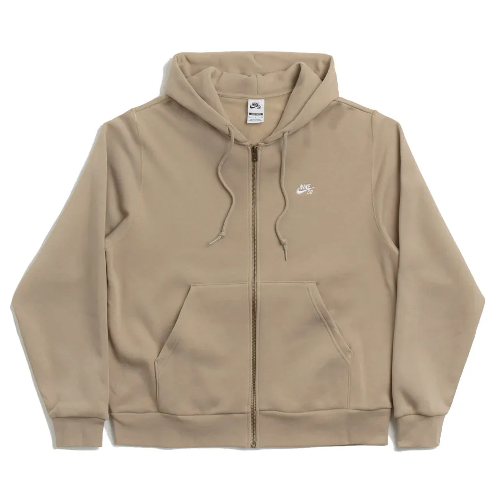 NIKE SB FULL ZIP FLEECE SKATE HOODIE - KHAKI/WHITE