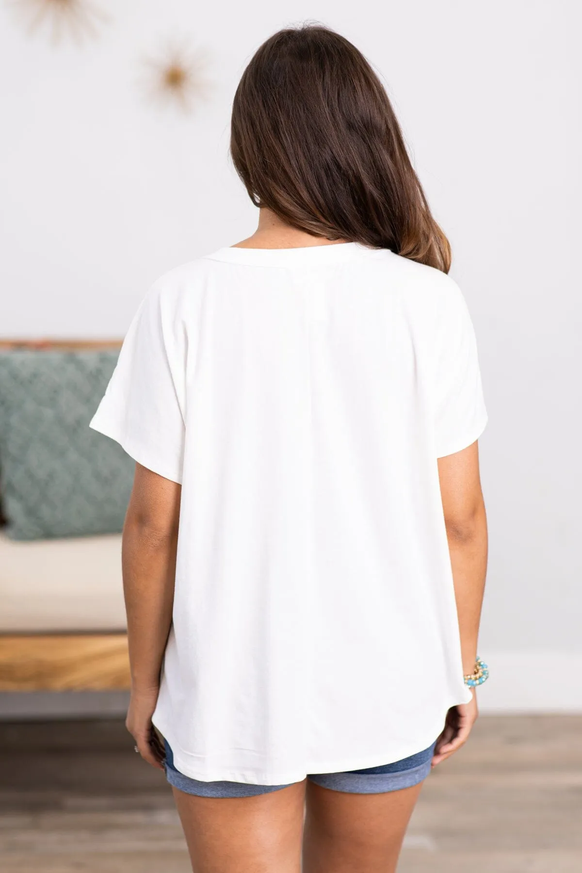 Off White Multicolor Reverse Seam Detail Top