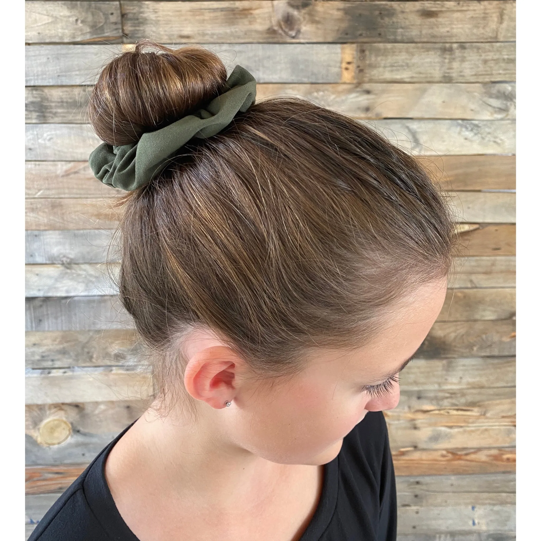 Olive Green Matte Scrunchie