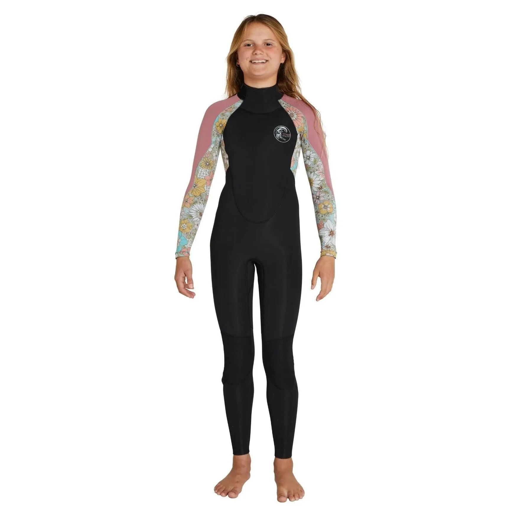 O'NEILL GIRLS BAHIA BACK ZIP 3/2MM STEAMER WILD FLOWER