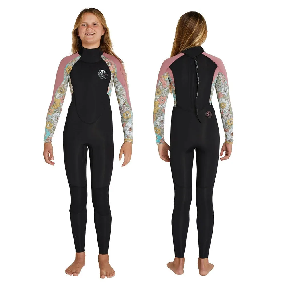 O'NEILL GIRLS BAHIA BACK ZIP 3/2MM STEAMER WILD FLOWER