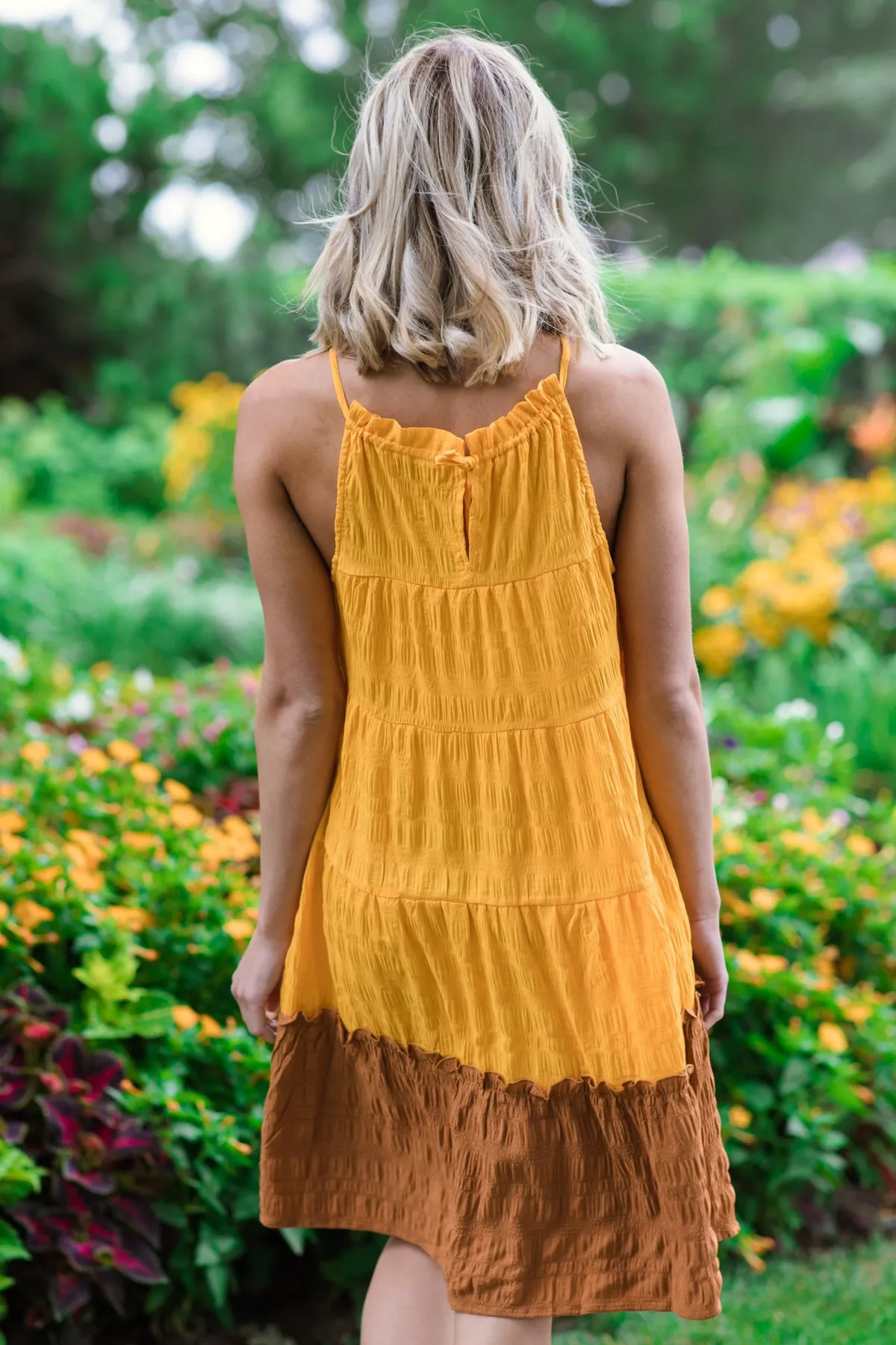 Orange and Cinnamon Colorblock Dress
