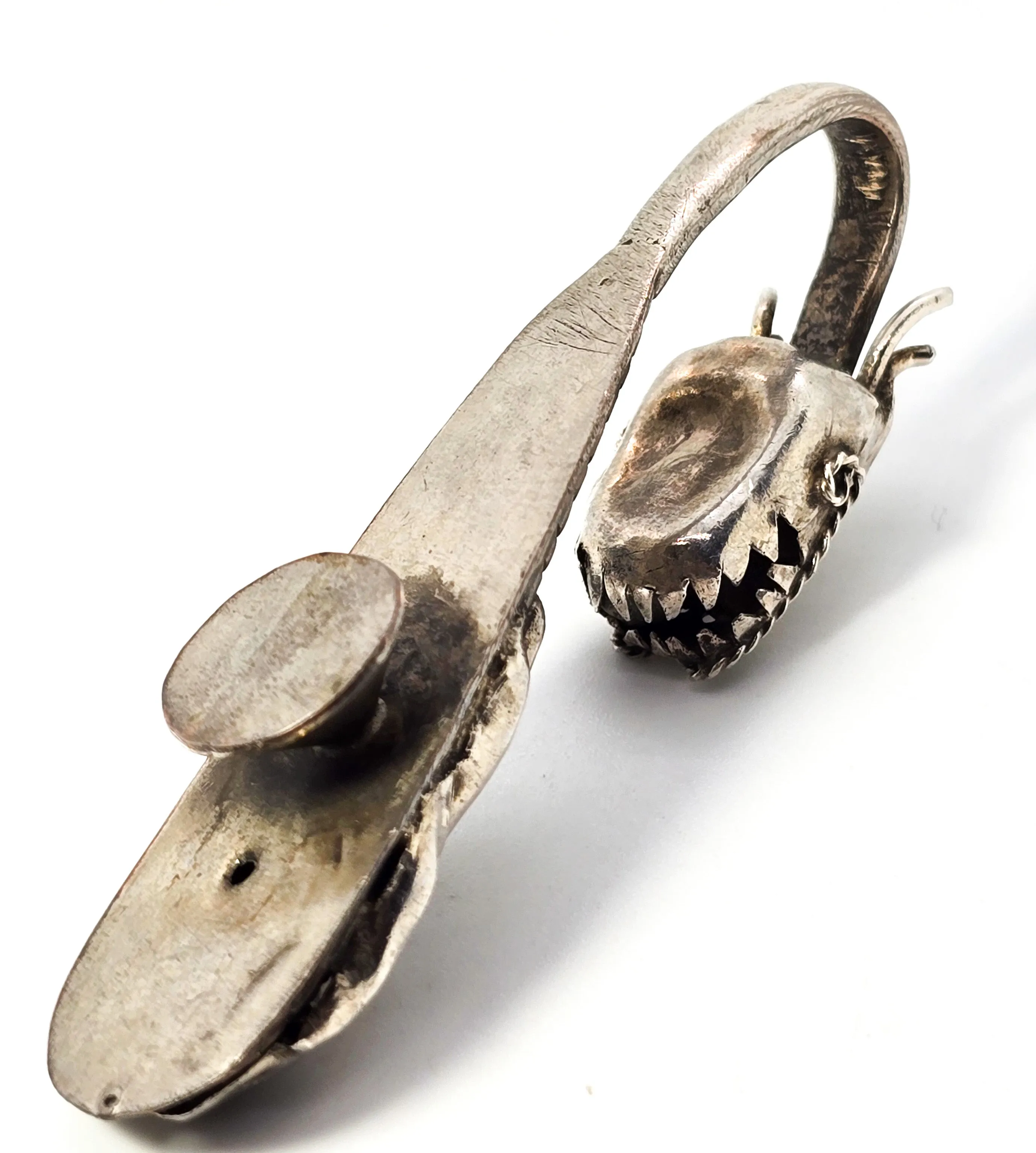 Oriental Dragon sterling silver Belt hook antique lucky fortune Feng Shui Belt clip
