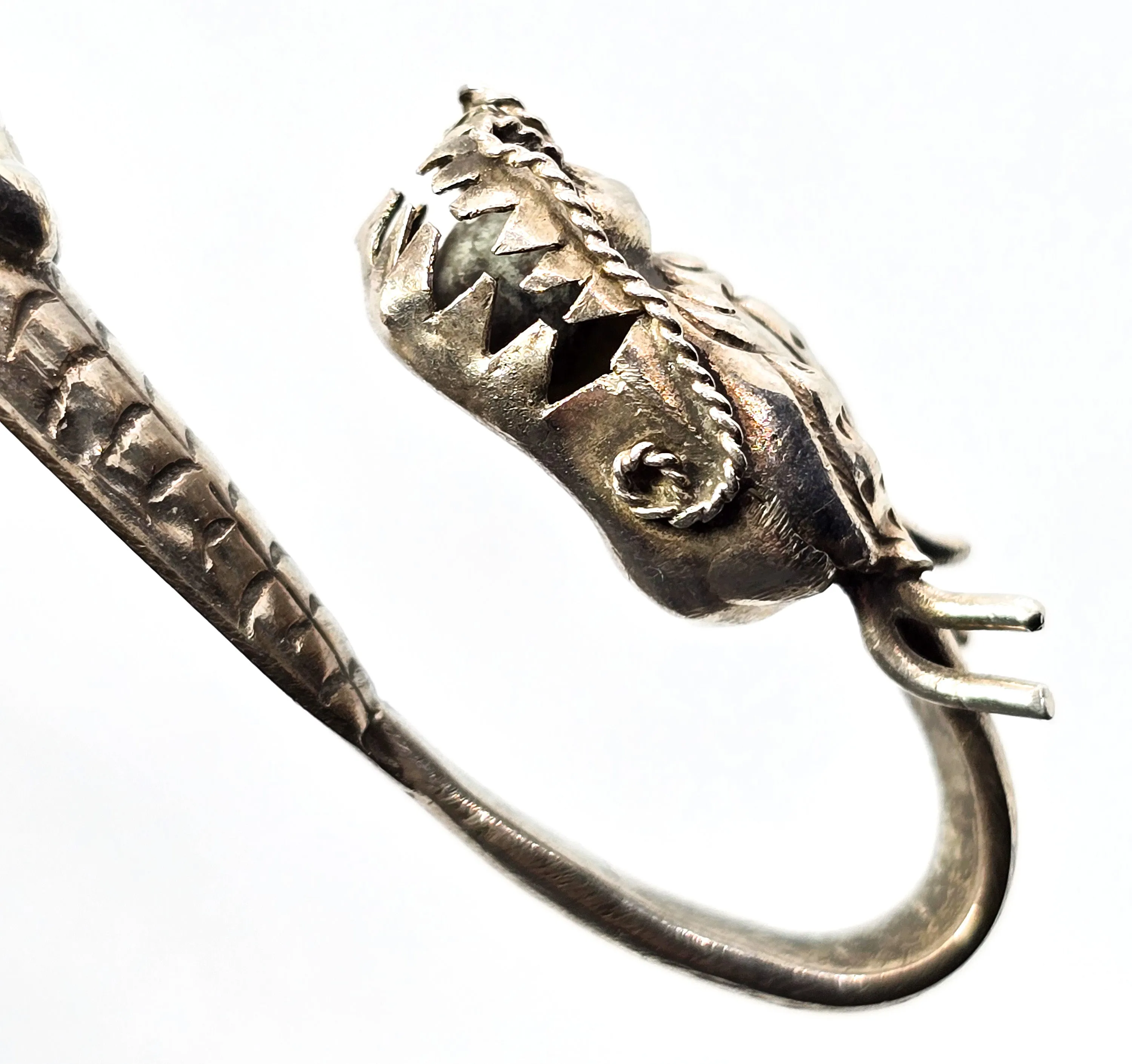 Oriental Dragon sterling silver Belt hook antique lucky fortune Feng Shui Belt clip