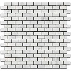 Oriental White - Eastern White Marble POLISHED Mini-Brick Mosaic Tile - Lot of 50 Sheets