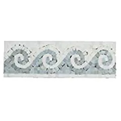 Oriental White (Eastern White) Marble Wave Border with Blue & Gray Marble Dots, Polished